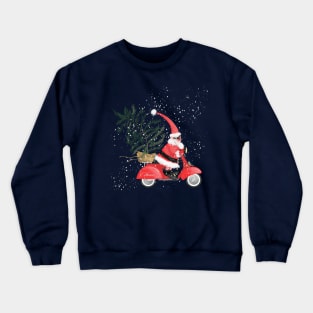 Santa on His Scooter Crewneck Sweatshirt